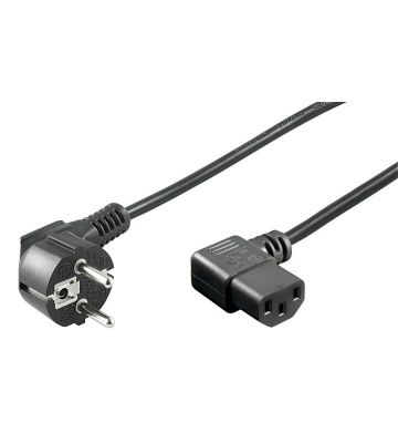 Power cord right-angled schuko to right-angled C13 5m black