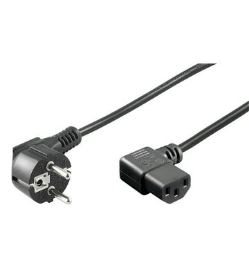 Power cord schuko to C13 right-angled 3m black