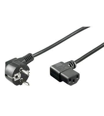 Power cord schuko to C13 right-angled 2m black