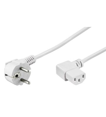 Power cord right-angled schuko to right-angled C13 5m white