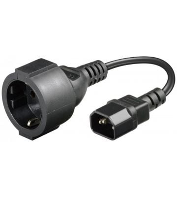 Power cord AC plug to C14 0,15m black