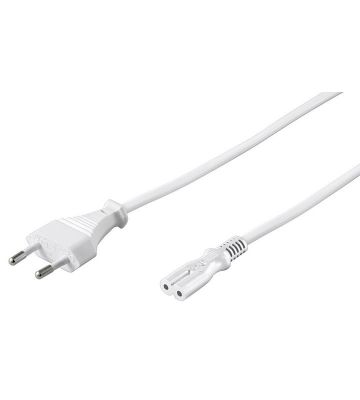 Power cord euro plug to C7 3m white