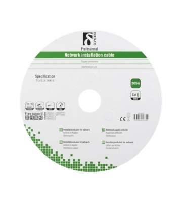 Alfaco Cat6 F/UTP cable on reel, solid, 305m, grey, LSZH – (Eca)