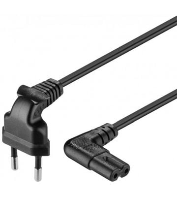 Power cord right-angled euro plug to C7 2m black