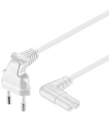 Power cord right-angled euro plug to C7 5m white