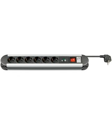 6 way aluminium power outlet with overvoltage protection 1,50m black