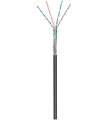 CAT6 S/FTP 305m outdoor cable on a  reel solid black CCA