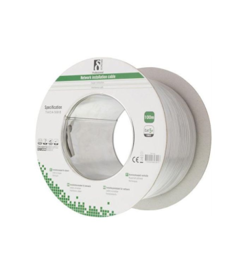 Alfaco Cat5e U/UTP cable on reel, solid, 100m, grey, LSZH – (Eca)