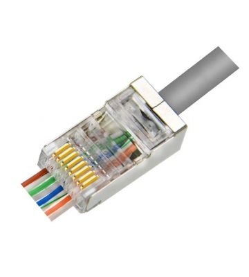 CAT6 pass through connector RJ45 - shielded - for flexible core