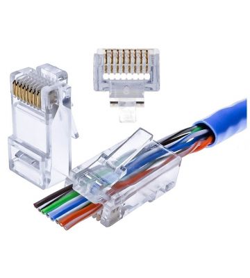 CAT6 pass through connector RJ45 - unshielded - for flexible core