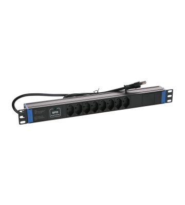 19 inch Swiss power strip with Master Overload - 8 sockets