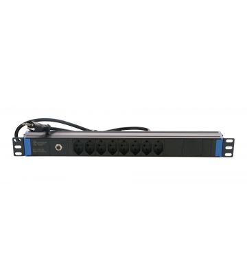 19 inch Swiss power strip with Surge Protection Overload - 8 sockets