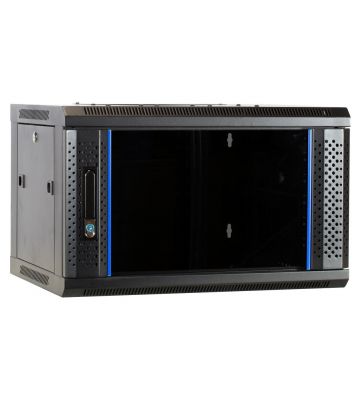 6U wall mount rack with glass door 600x450x368mm (WxDxH)