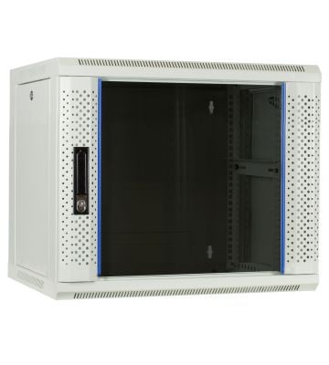 9U white wall mount rack with glass door 600x450x500mm (WxDxH)