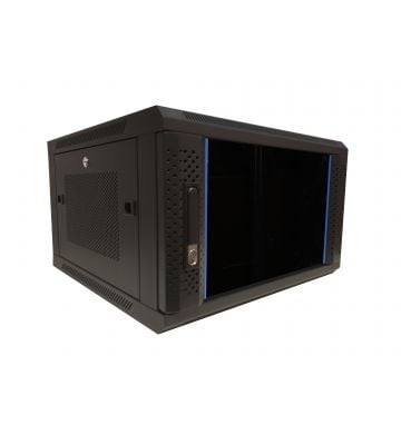 6U wall mount server rack with glass door and perforated side panels 600x450x368mm