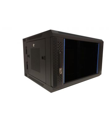 6U wall rack (tilting) with glass door and perforated side panels 600x600x368mm