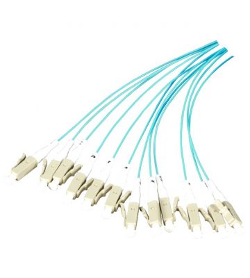 OM3 fibre optic pigtail turquoise LC - 12 pieces