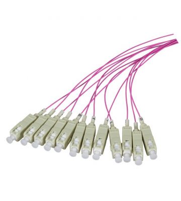 OM4 fibre optic pigtail purple LC - 12 pieces