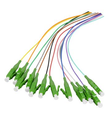 OS2 fibre optic pigtail coloured set LC-APC - 12 pieces