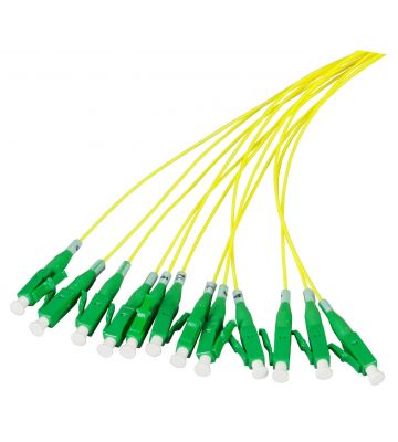 OS2 fibre optic pigtail yellow LC/APC - 12 pieces