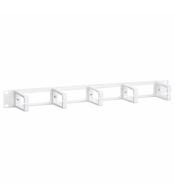 1U 19 inch metal cable tray with 5 plastic hooks - white