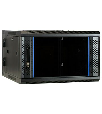 6U wall mount server rack (tilting) with glass door 600x600x368mm (WxDxH)