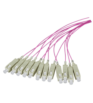 OM4 fibre optic pigtail purple LC - 12 pieces