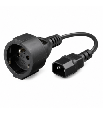 Power cable AC plug to C14 Type E 0.15m adapter - Pin earth
