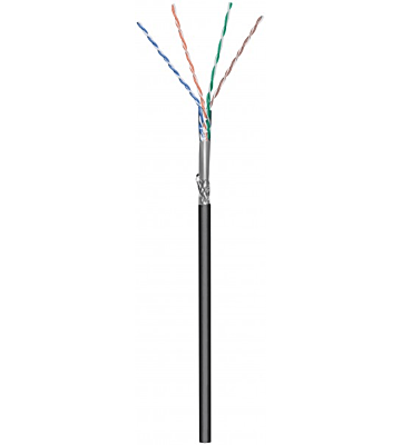 CAT6 SF/UTP 50m outdoor cable on a reel solid black CCA