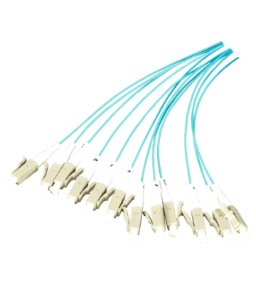 OM3 fibre optic pigtail turquoise LC - 12 pieces