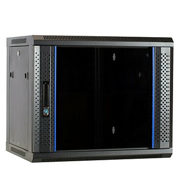 9U wall mount server rack with glass door 600x450x500mm (WxDxH)