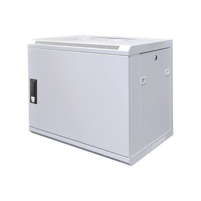 9U wall mount rack white with metal door 600x450x500mm (WxDxH)