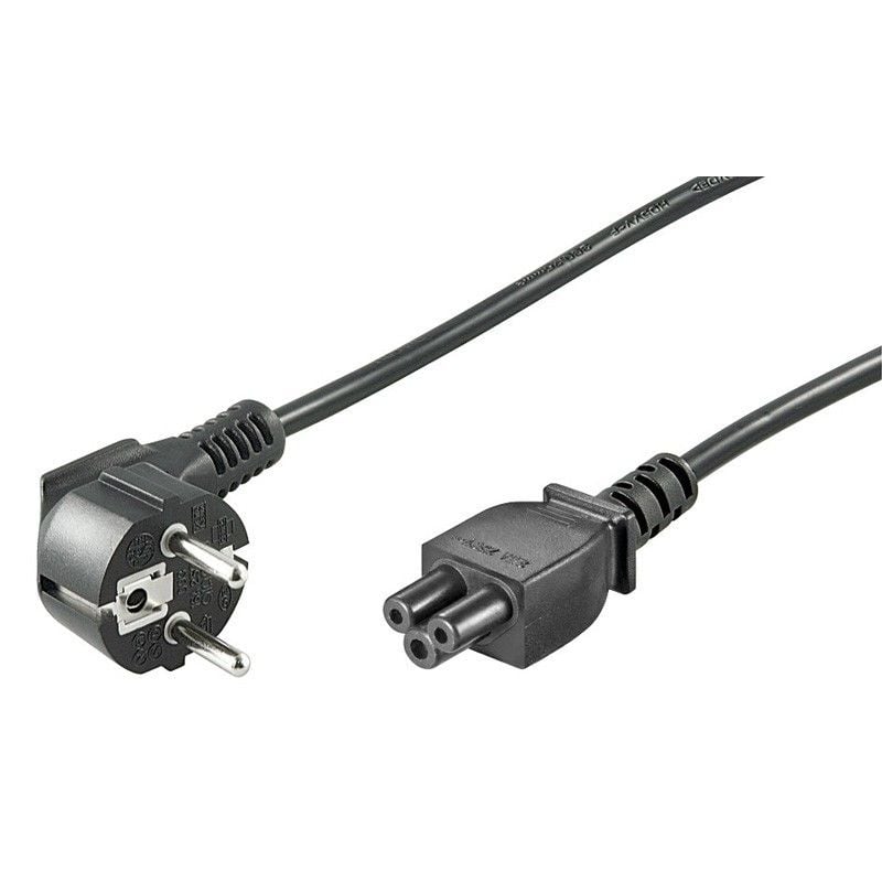 Angled power cord schuko to C5 1,80m black