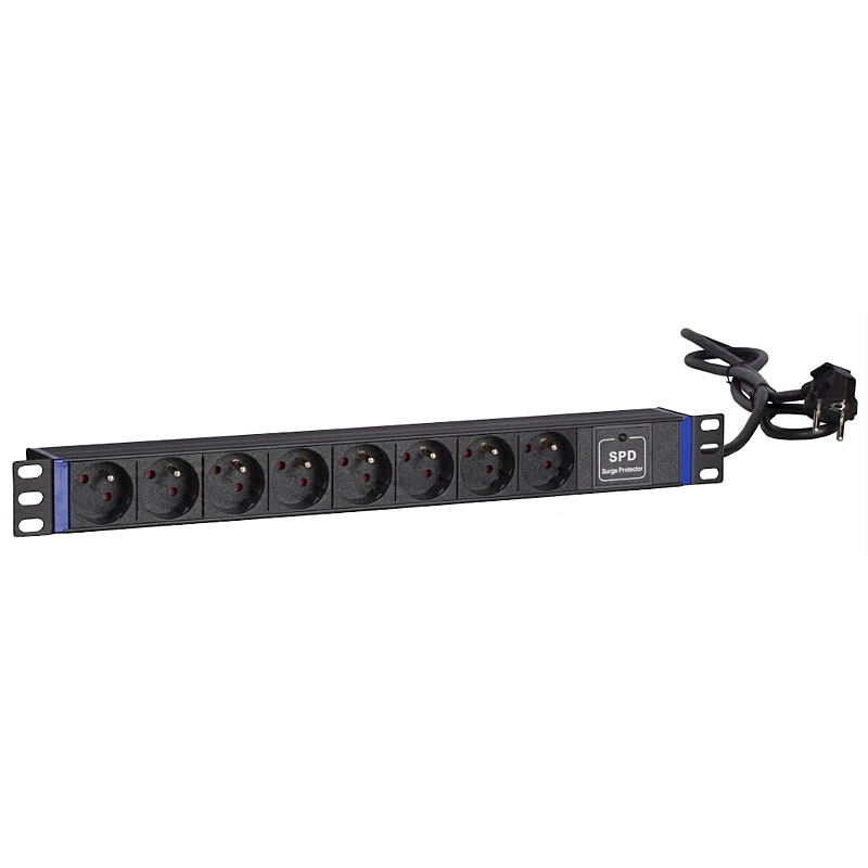19 inch 8-way power strip - Surge Protection Device - Pin earthing