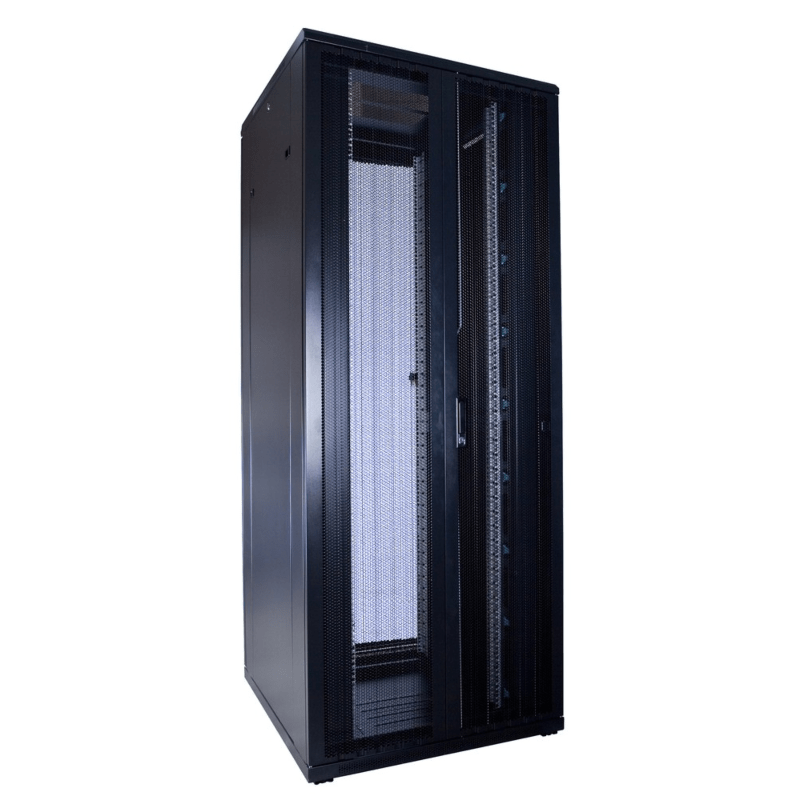 42U server rack with perforated split doors front and back 800x800x2000mm (WxDxH)