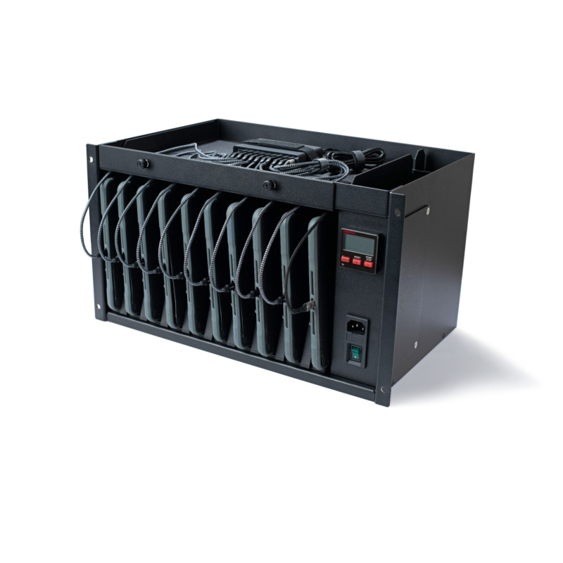 6U 19" laptop rack with Premium scalergy-tab drawer for 10 devices up to 11"