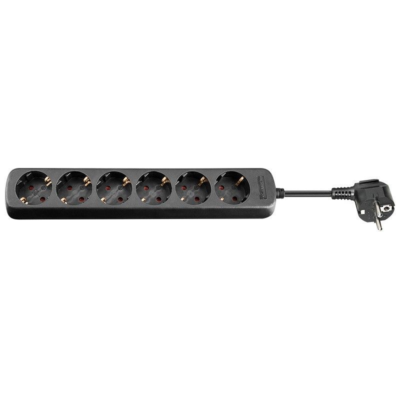 6 way power socket 3m black