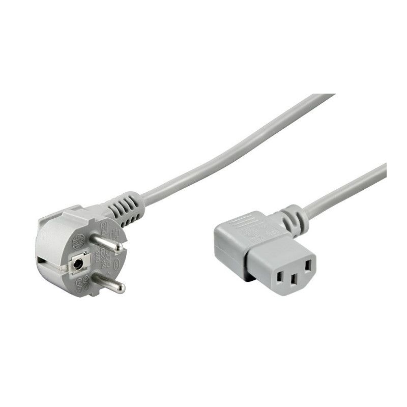 Power cord right-angled schuko to C13 2m grey