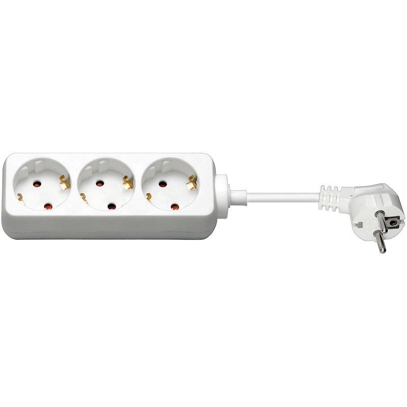 3 way power strip 1,50m white