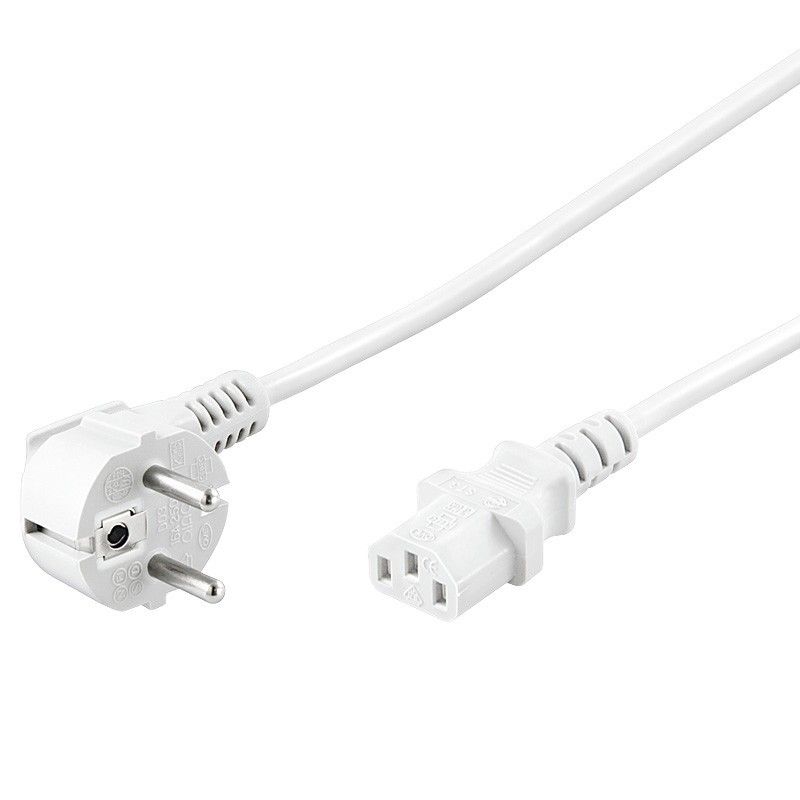 Power cable angled schuko to C13 5m white