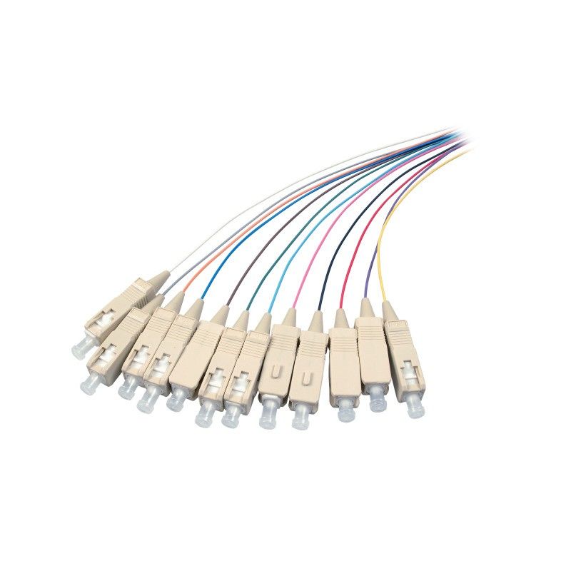 OS2 fibre optic pigtail coloured set SC/APC - 12 pieces