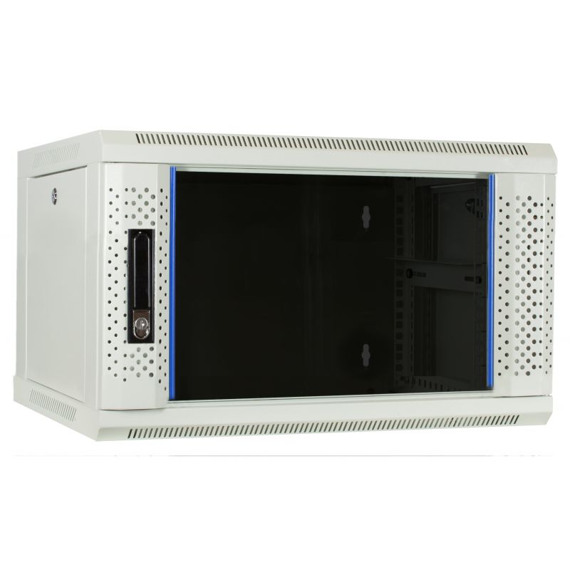 Kenuco 6U White Wall Mount Rack Server Cabinet Data Network Enclosure 19-Inch Server Network Rack With Locking Glass Door 16-Inches Deep White