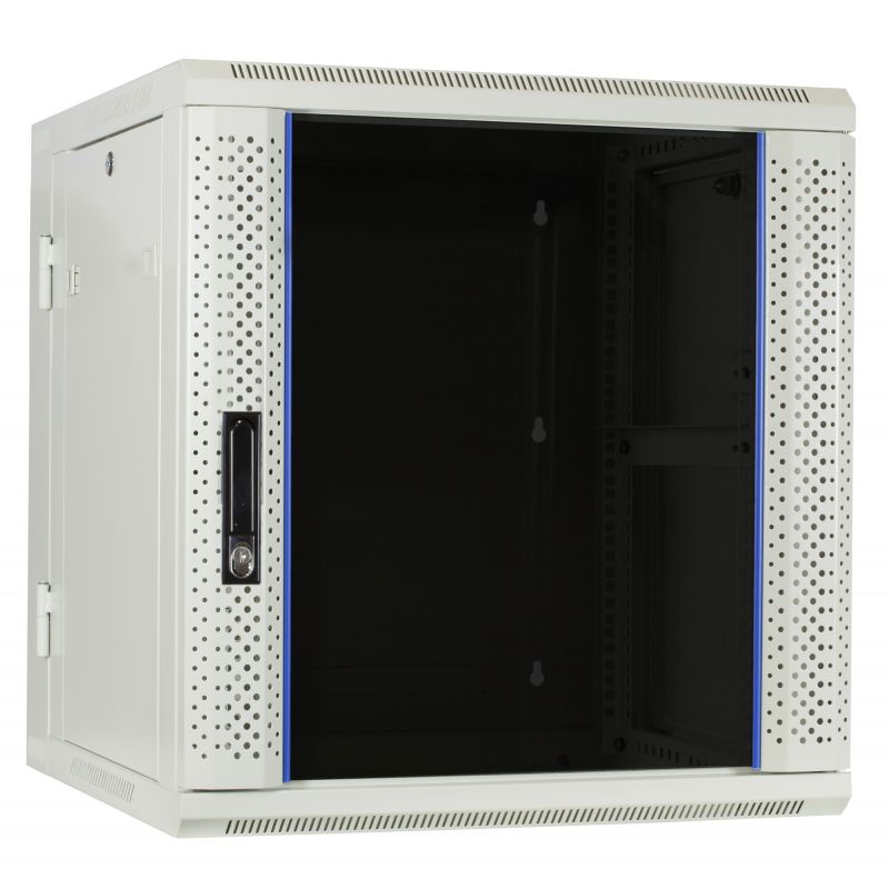 12U white wall rack (tilting) with glass door 600x600x635mm (WxDxH)