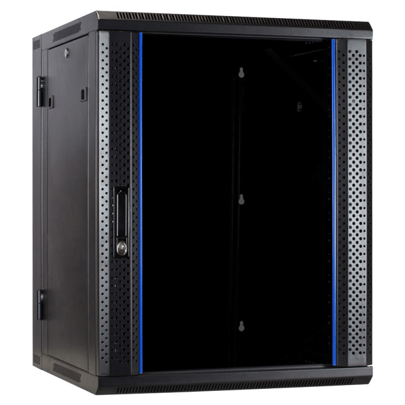 18U wall rack (tilting) with glass door 600x600x900mm (WxDxH)