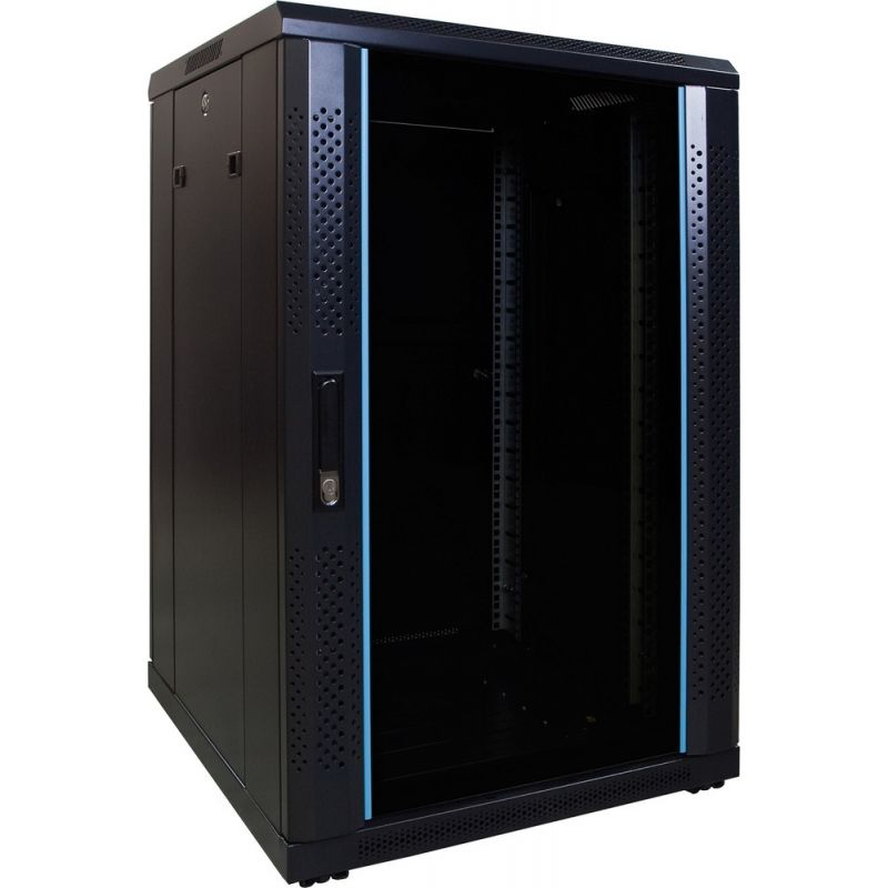 18U server rack with glass door 600x600x1000mm (WxDxH)