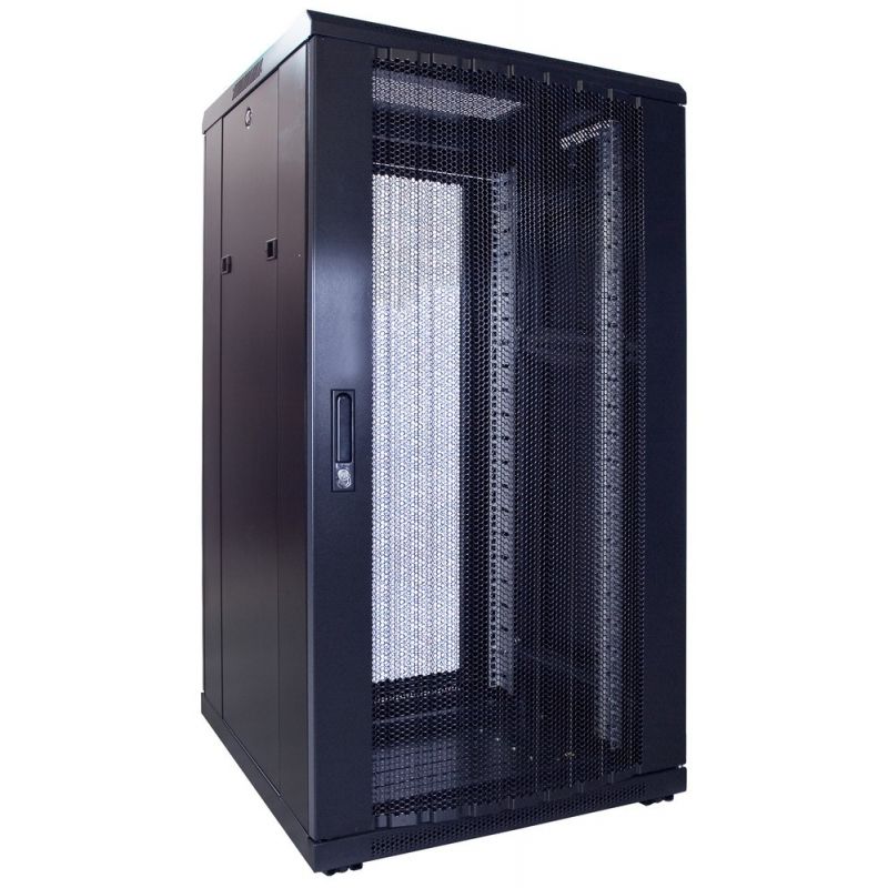 22U server rack with perforated door 600x600x1200mm (WxDxH)