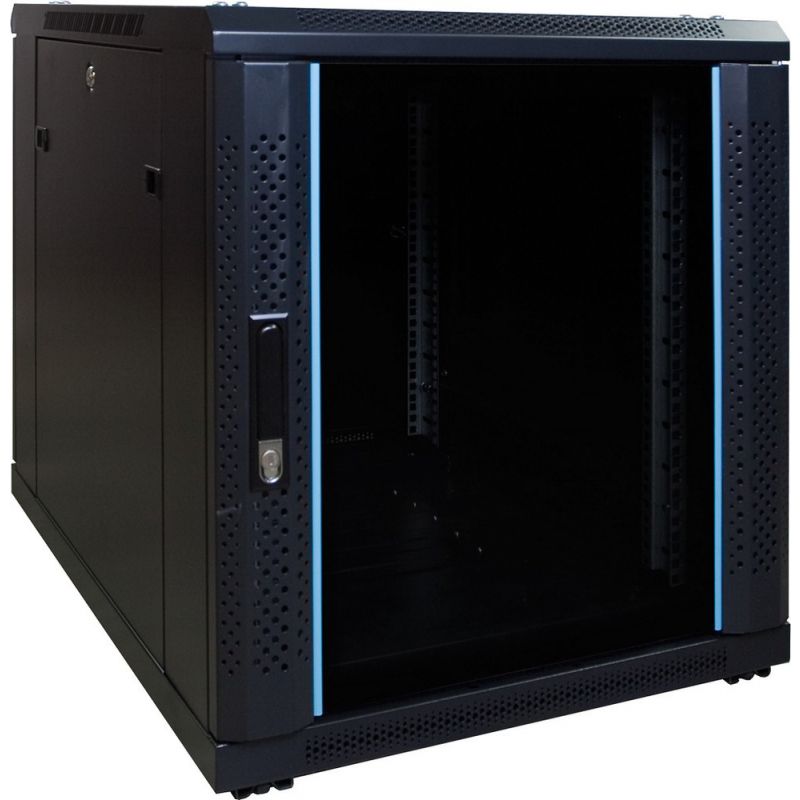 12U mini server rack with glass door 600x800x720mm (WxDxH)