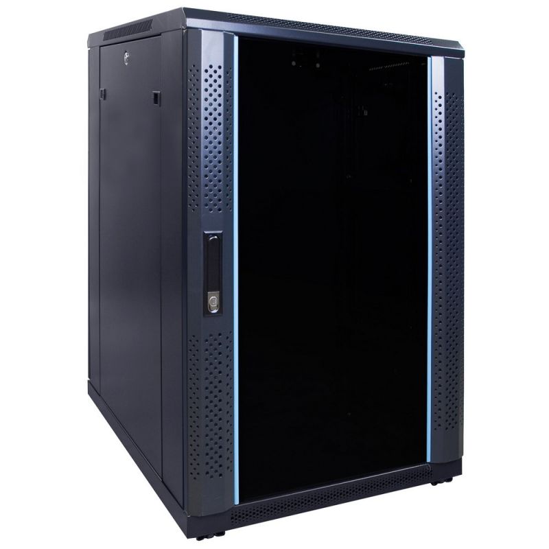 18U server rack with glass door 600x800x1000mm (WxDxH)