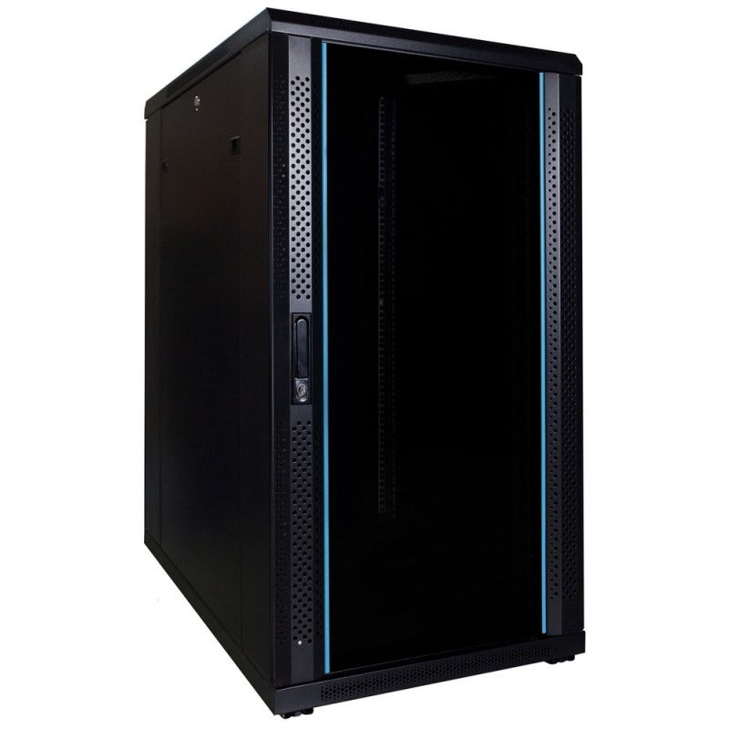 22U server rack with glass doors 600x800x1200mm (WxDxH)