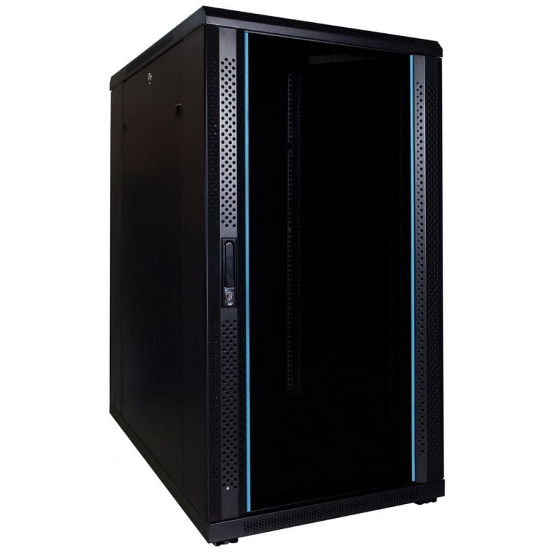 22U server rack unmounted with glass door 600x800x1200mm (WxDxH)